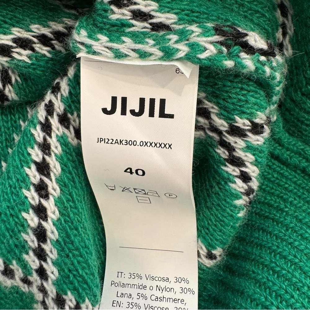 Jijil Green Patterned Knit Sweater Dress Wool Blend Chic Modern Sporty 40/M EU - Picture 8 of 10